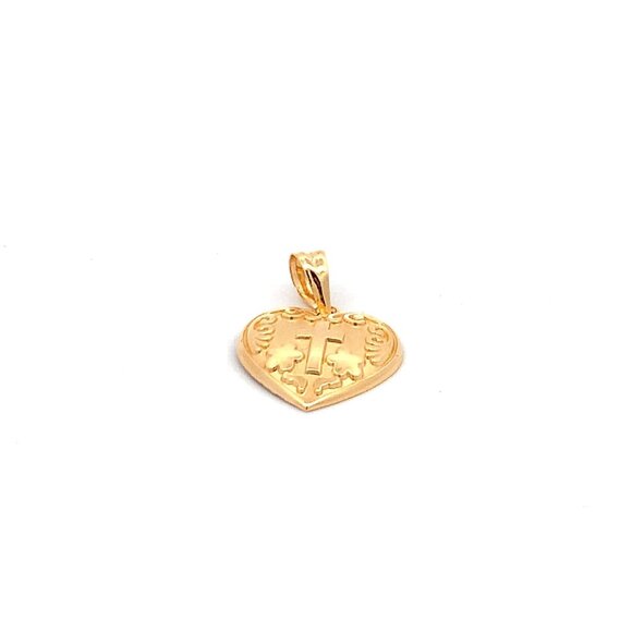 18K Yellow Gold Pendant Heart  Cross 1.33 grams - Picture 6 of 10